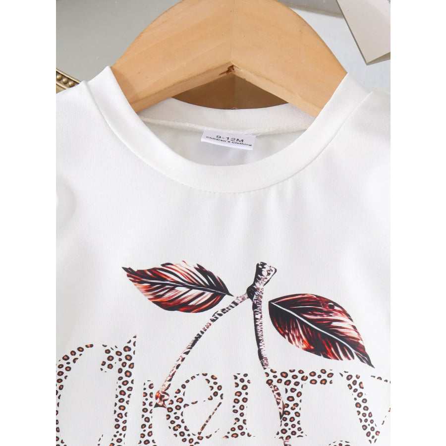 Children’s Cherry Leopard Tee and Flare Pants Set White / 6-9M Apparel and Accessories