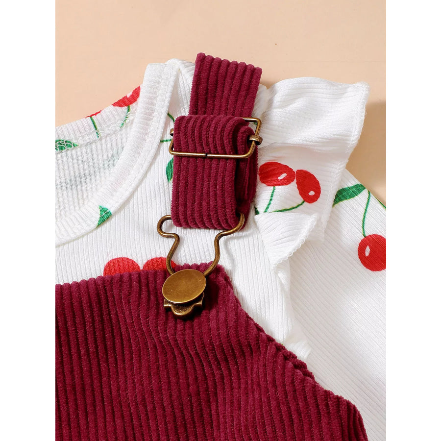 Children’s Cherry Print Bodysuit and Corduroy Dress Set Apparel and Accessories