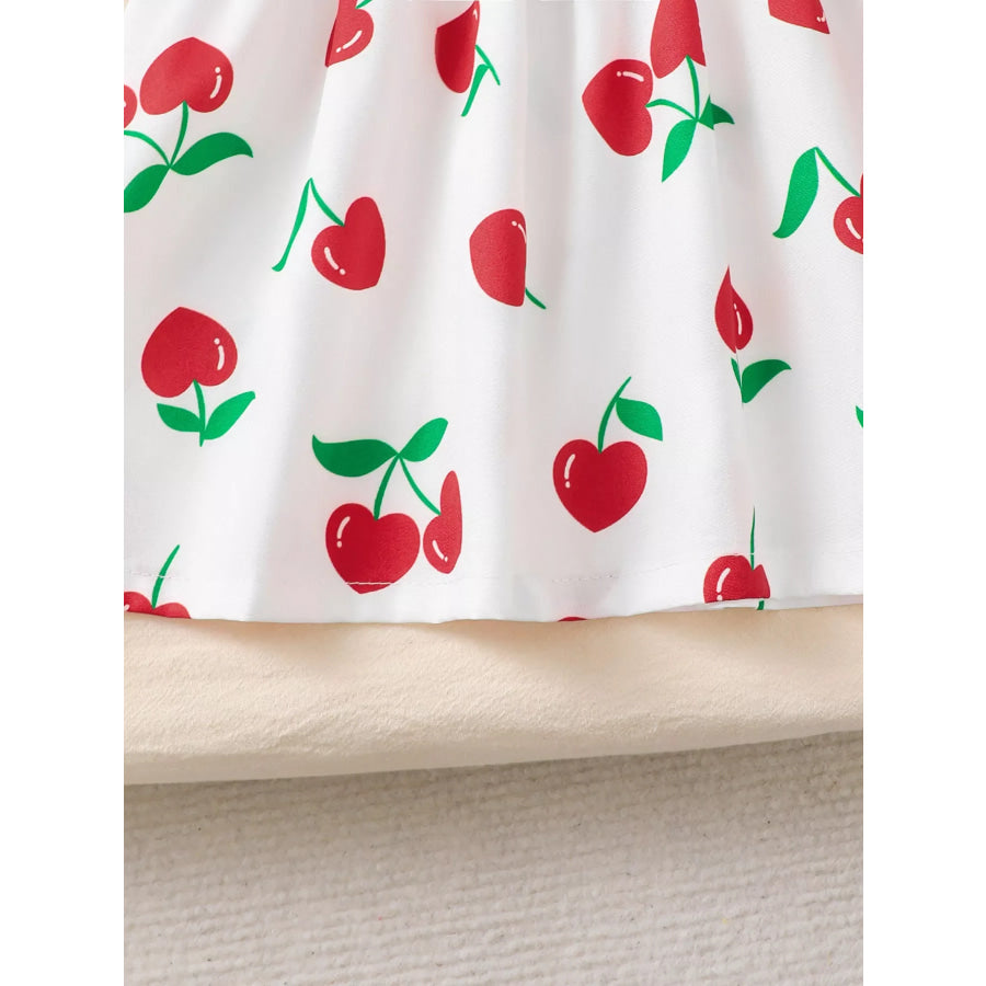 Children’s Cherry Print Bow Decor Dress Apparel and Accessories