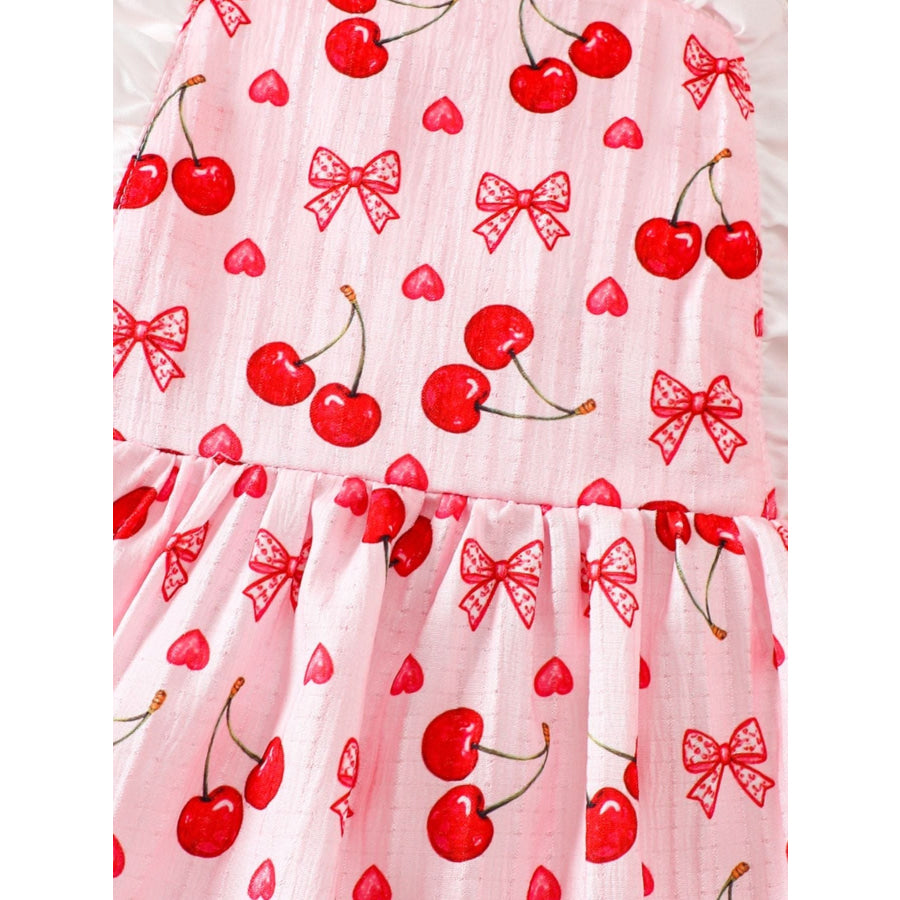 Children’s Cherry Print Ruffle Trim Dress Apparel and Accessories
