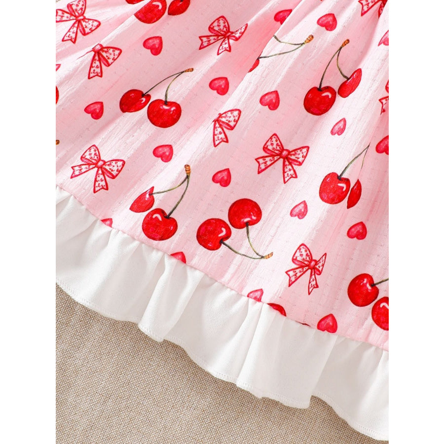 Children’s Cherry Print Ruffle Trim Dress Apparel and Accessories