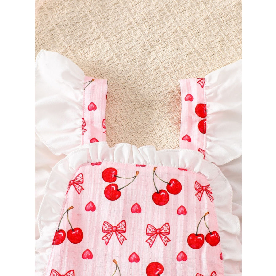 Children’s Cherry Print Ruffle Trim Dress Apparel and Accessories