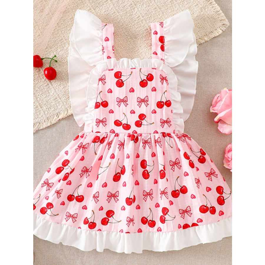 Children’s Cherry Print Ruffle Trim Dress Apparel and Accessories