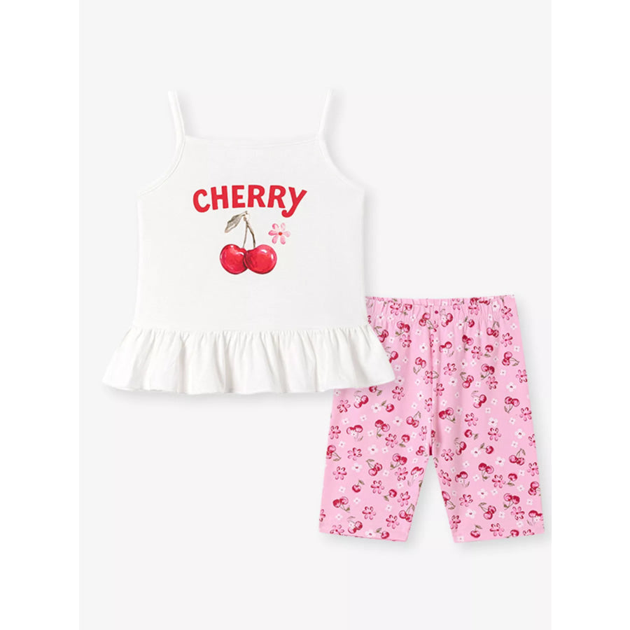 Children’s Cherry Print Summer Outfit Set Apparel and Accessories