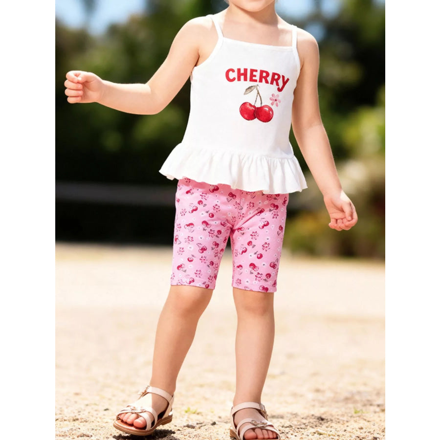 Children’s Cherry Print Summer Outfit Set White / 2Y Apparel and Accessories
