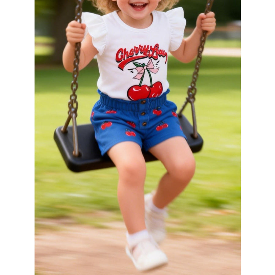 Children’s Cherry Tee and Shorts Set White / 6-9M Apparel and Accessories