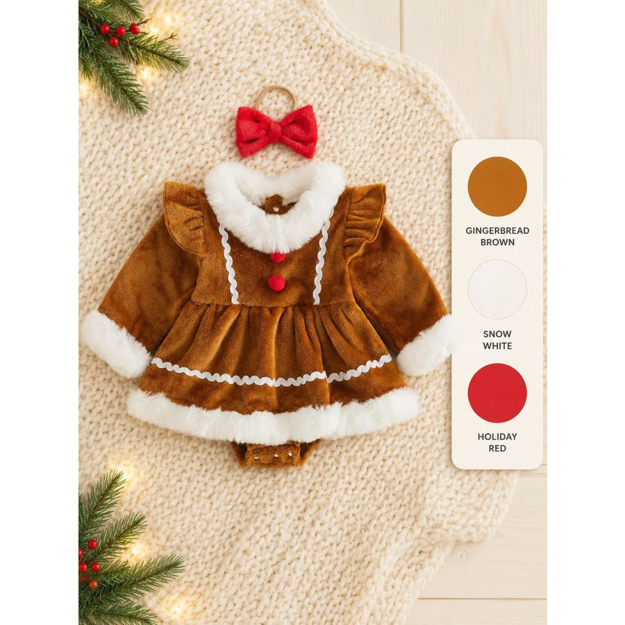 Children’s Christmas Bodysuit Dress and Headband Set Apparel and Accessories