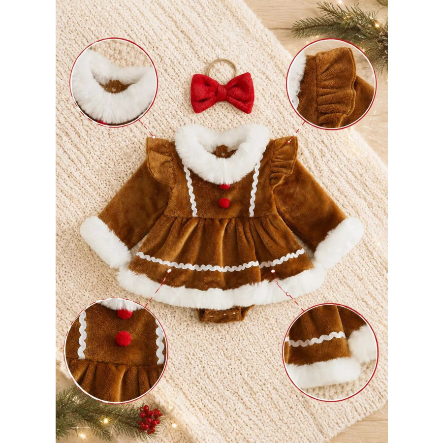 Children’s Christmas Bodysuit Dress and Headband Set Apparel and Accessories