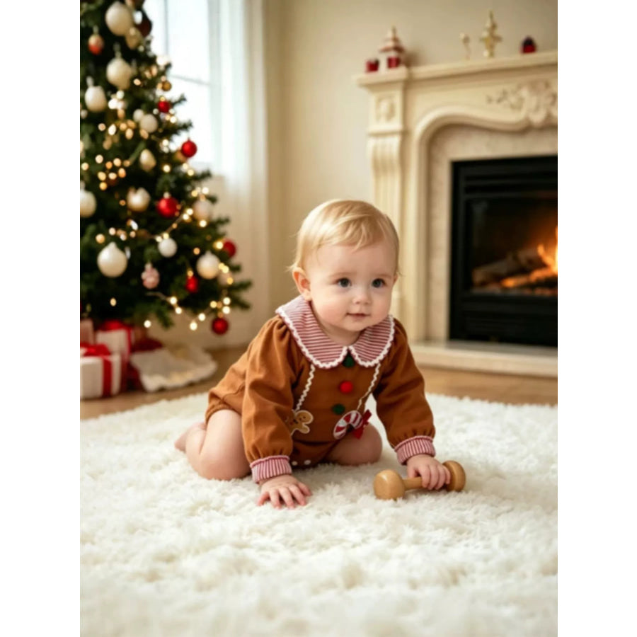 Children’s Christmas Gingerbread Long-Sleeve Baby One-Piece Apparel and Accessories