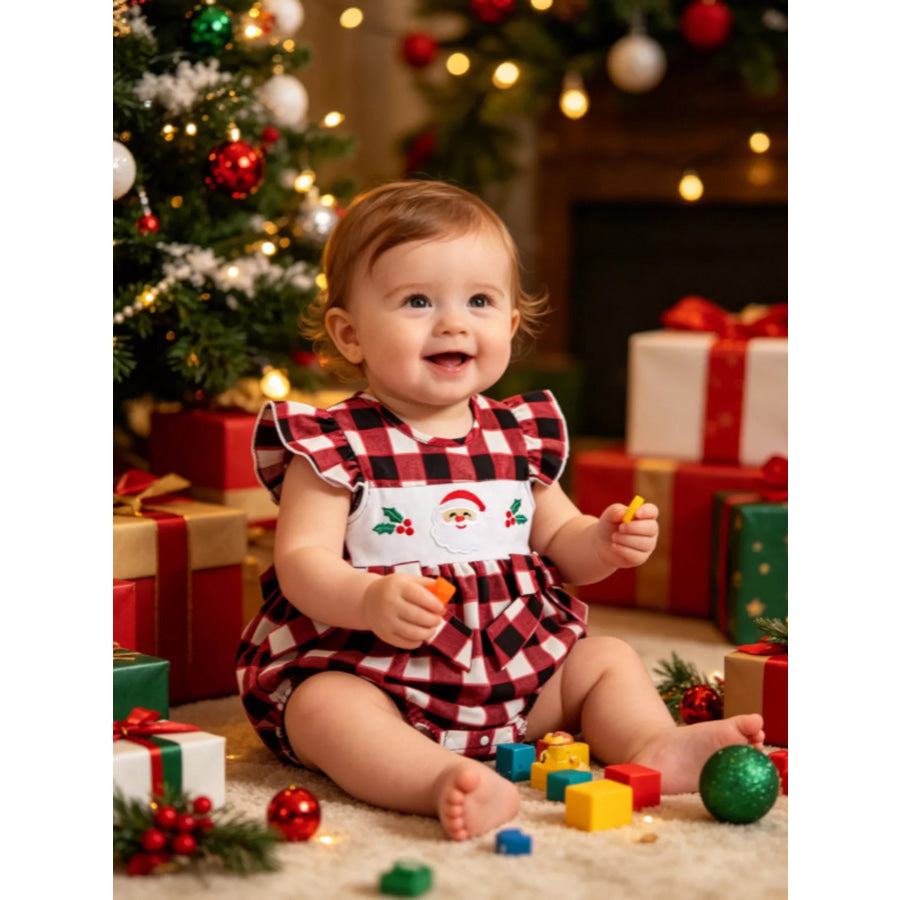 Children’s Christmas Ruffle Bodysuit with Embroidery Apparel and Accessories