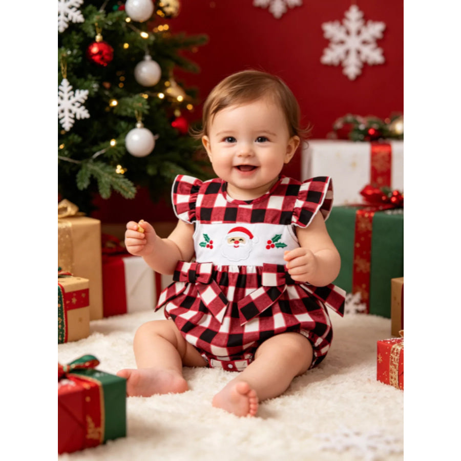 Children’s Christmas Ruffle Bodysuit with Embroidery Apparel and Accessories
