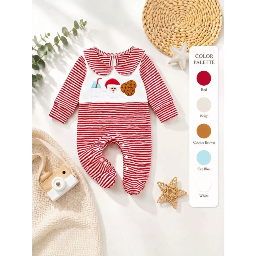 Children’s Christmas Santa and Cookies Striped One-Piece Apparel and Accessories