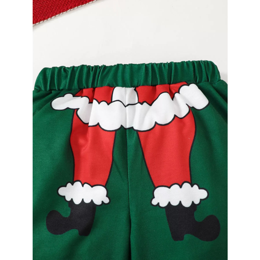 Children’s Christmas Santa Claus Graphic Hooded Sweatshirt and Pants Set