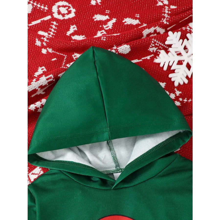 Children’s Christmas Santa Claus Graphic Hooded Sweatshirt and Pants Set