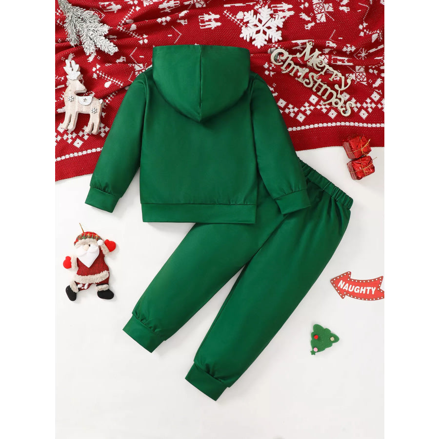 Children’s Christmas Santa Claus Graphic Hooded Sweatshirt and Pants Set