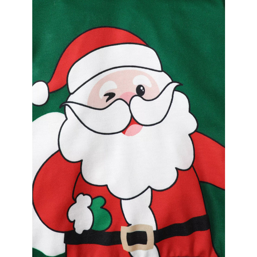 Children’s Christmas Santa Claus Graphic Hooded Sweatshirt and Pants Set