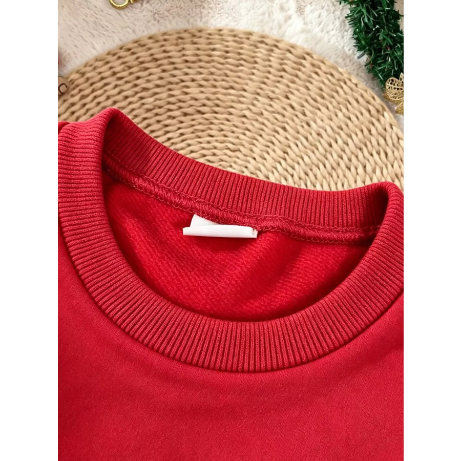 Children’s Christmas Santa Claus Graphic Sweatshirt and Plaid Pants Set Apparel Accessories