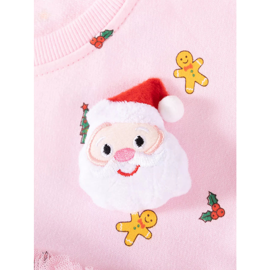 Children’s Christmas Santa Claus Tulle Long-Sleeve Dress Apparel and Accessories