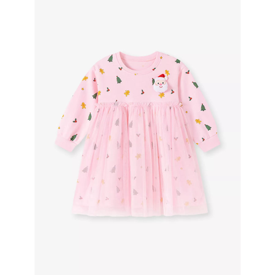 Children’s Christmas Santa Claus Tulle Long-Sleeve Dress Apparel and Accessories