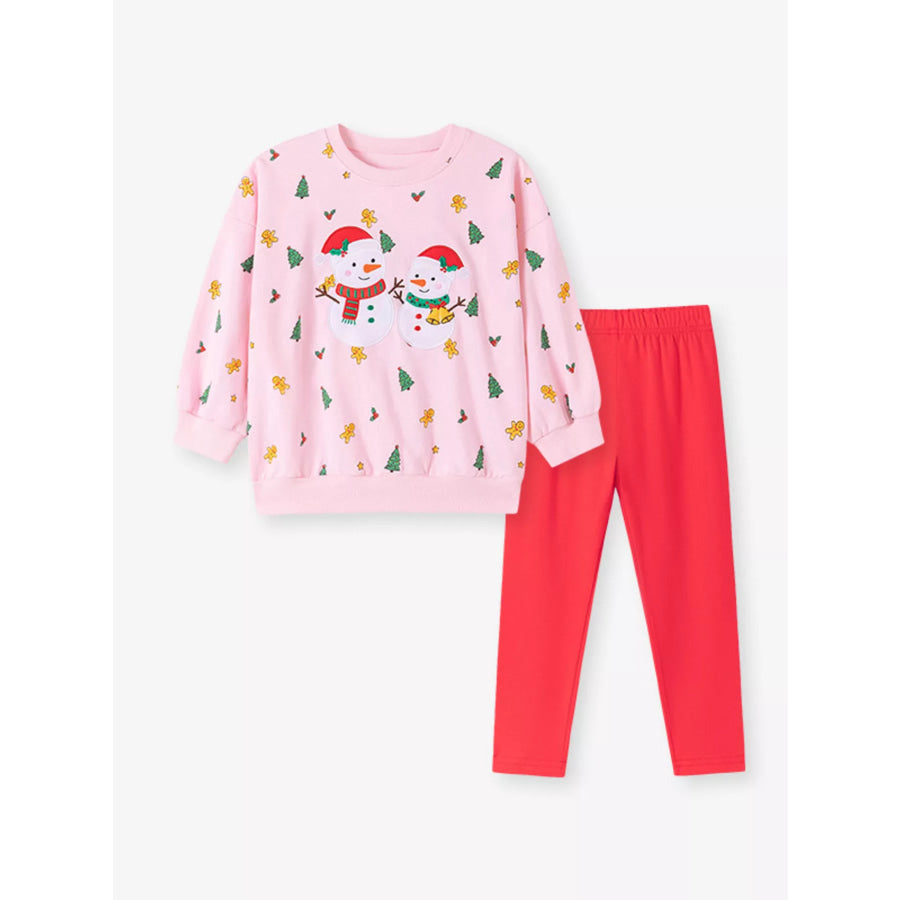 Children’s Christmas Snowman Sweatshirt and Leggings Two-Piece Set Apparel and Accessories