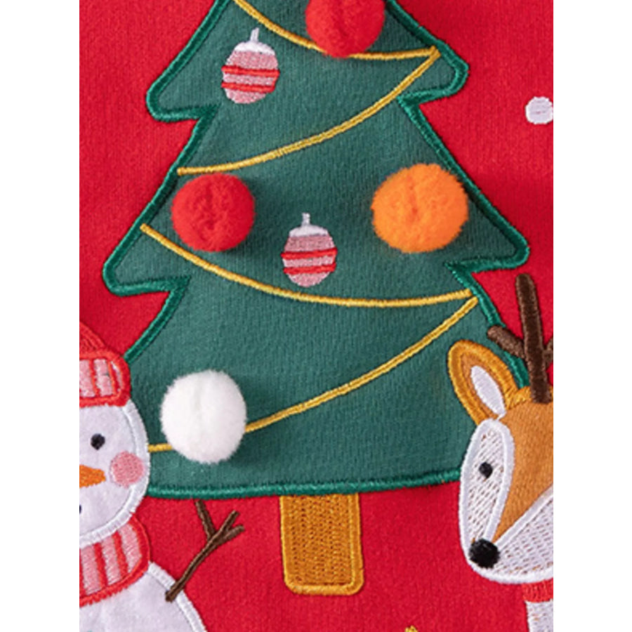Children’s Christmas Themed Sweatshirt and Striped Leggings Set Apparel and Accessories