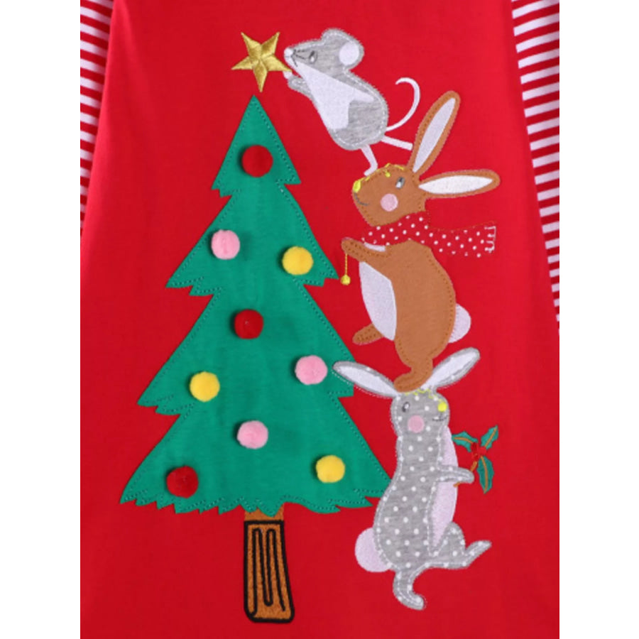 Children’s Christmas Tree Animal Long Sleeve Dress Apparel and Accessories