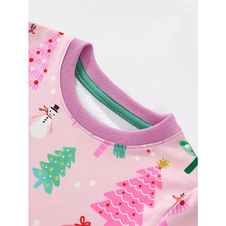 Children’s Christmas Tree Print Crew Neck Sweatshirt Apparel and Accessories