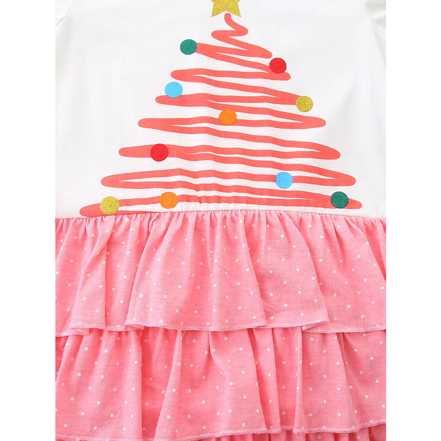 Children’s Christmas Tree Ruffle Layered Dress Apparel and Accessories