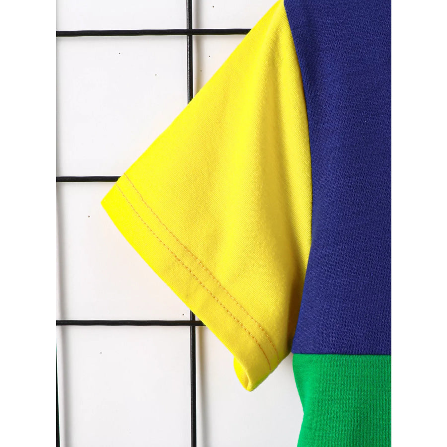 Children’s Color Block Round Neck Tee and Shorts Set Apparel and Accessories