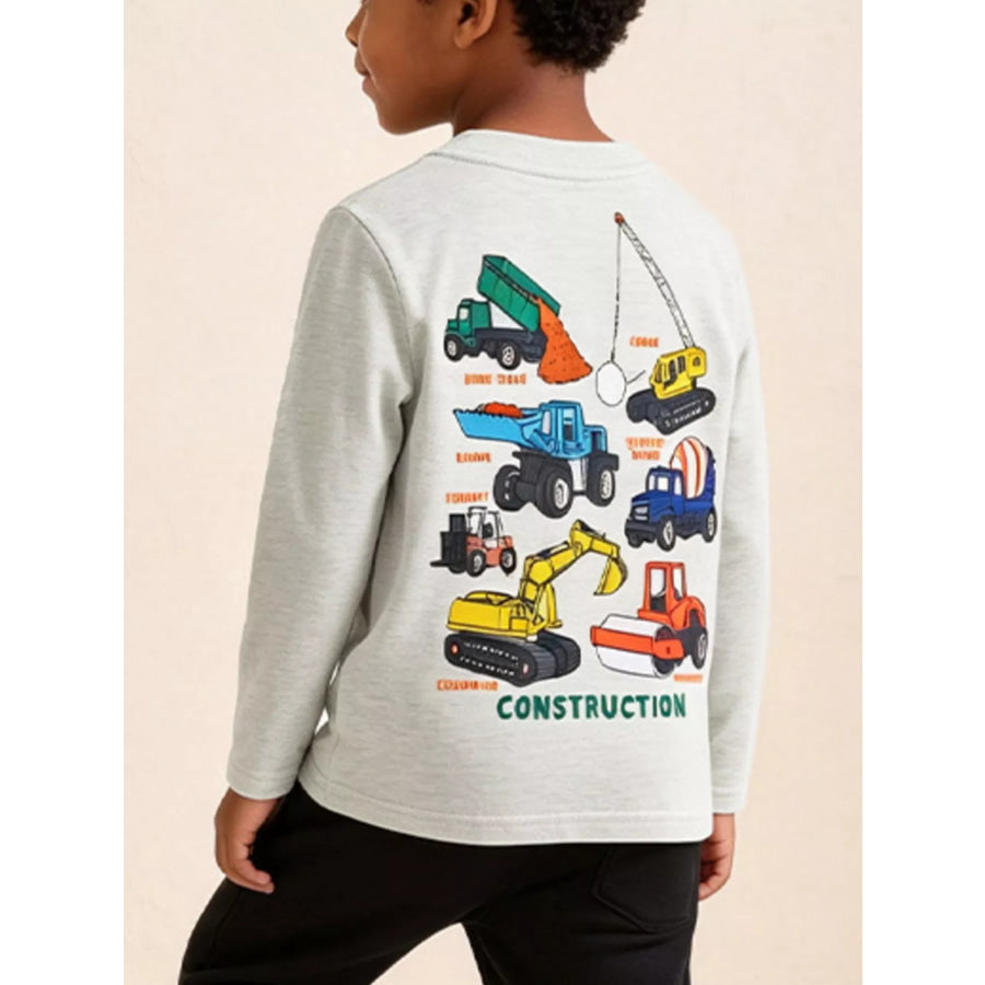 Children’s Construction Crane Graphic Crew Neck T-Shirt Apparel and Accessories
