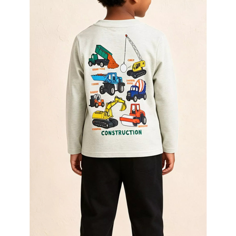 Children’s Construction Crane Graphic Crew Neck T-Shirt Apparel and Accessories