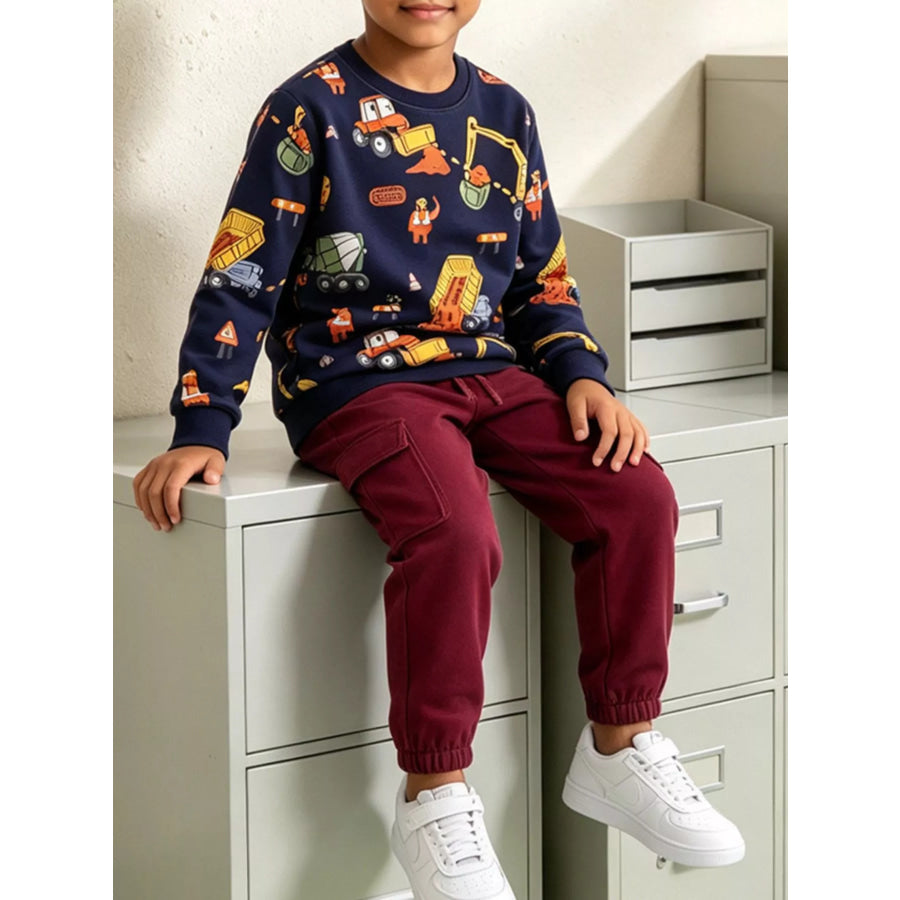 Children’s Construction Print Sweatshirt and Pants Set Apparel Accessories