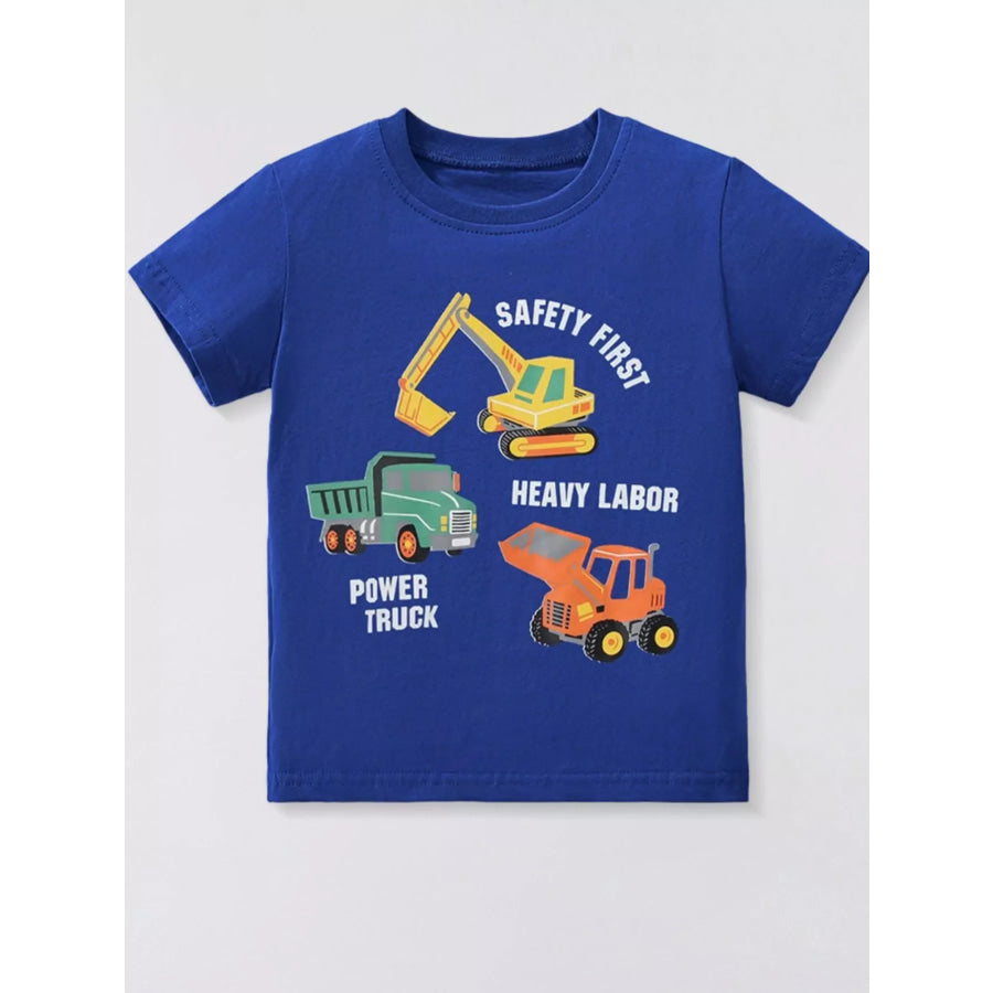 Children’s Construction Truck Graphic T-Shirt Dark Blue / 2-3Y Apparel and Accessories