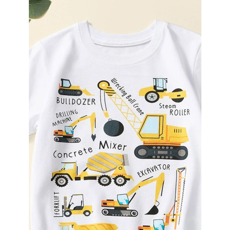 Children’s Construction Vehicle Crew Neck Short Sleeve T-Shirt Apparel and Accessories