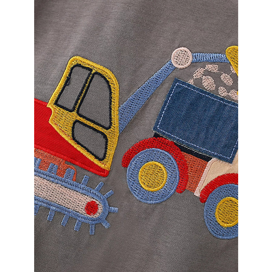 Children’s Construction Vehicle Embroidered T-Shirt Apparel and Accessories