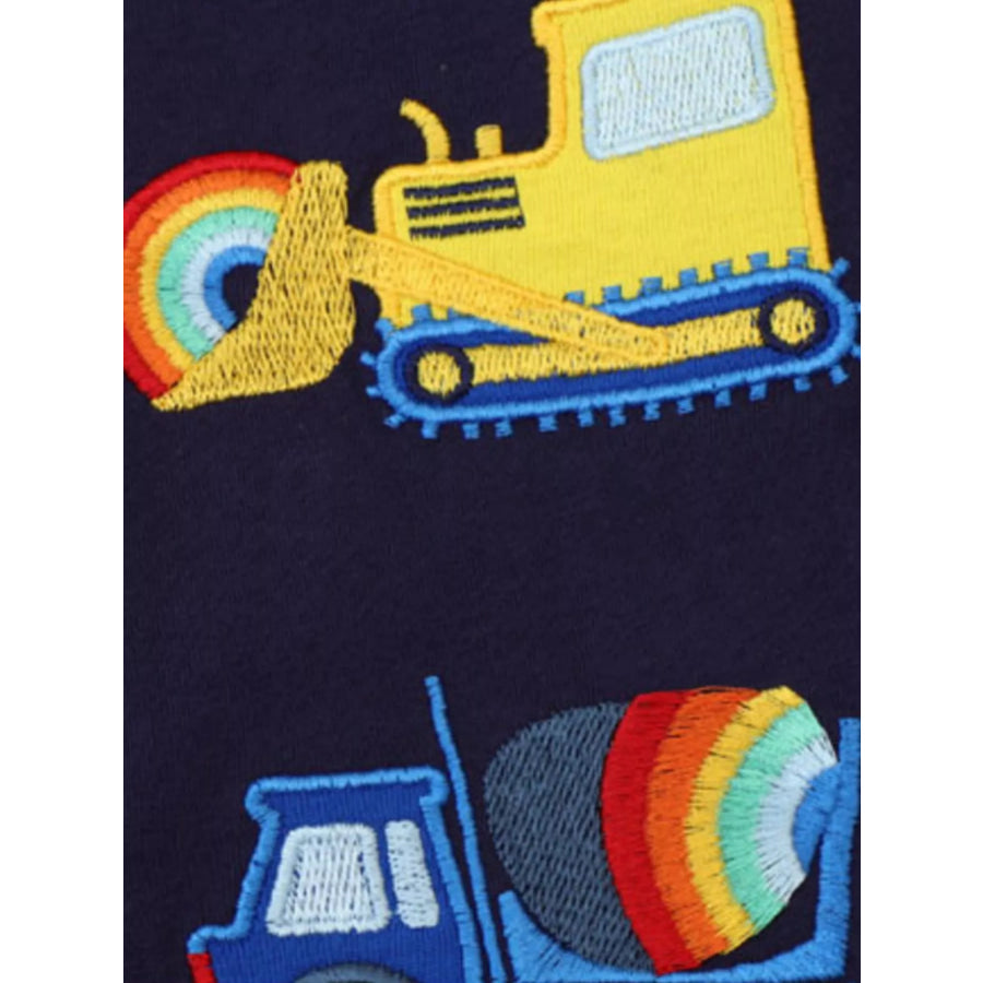 Children’s Construction Vehicle Embroidered T-Shirt Apparel and Accessories