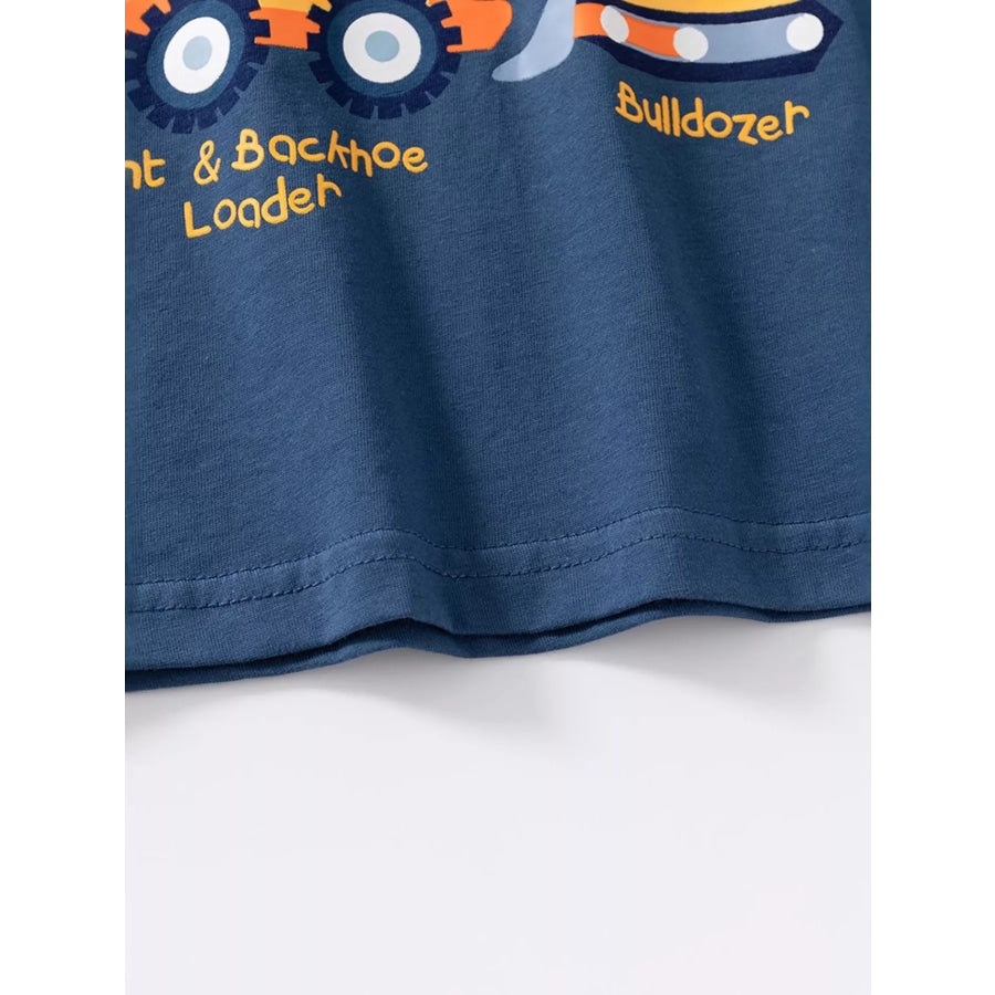Children’s Construction Vehicle Graphic Short Sleeve T-Shirt Apparel and Accessories