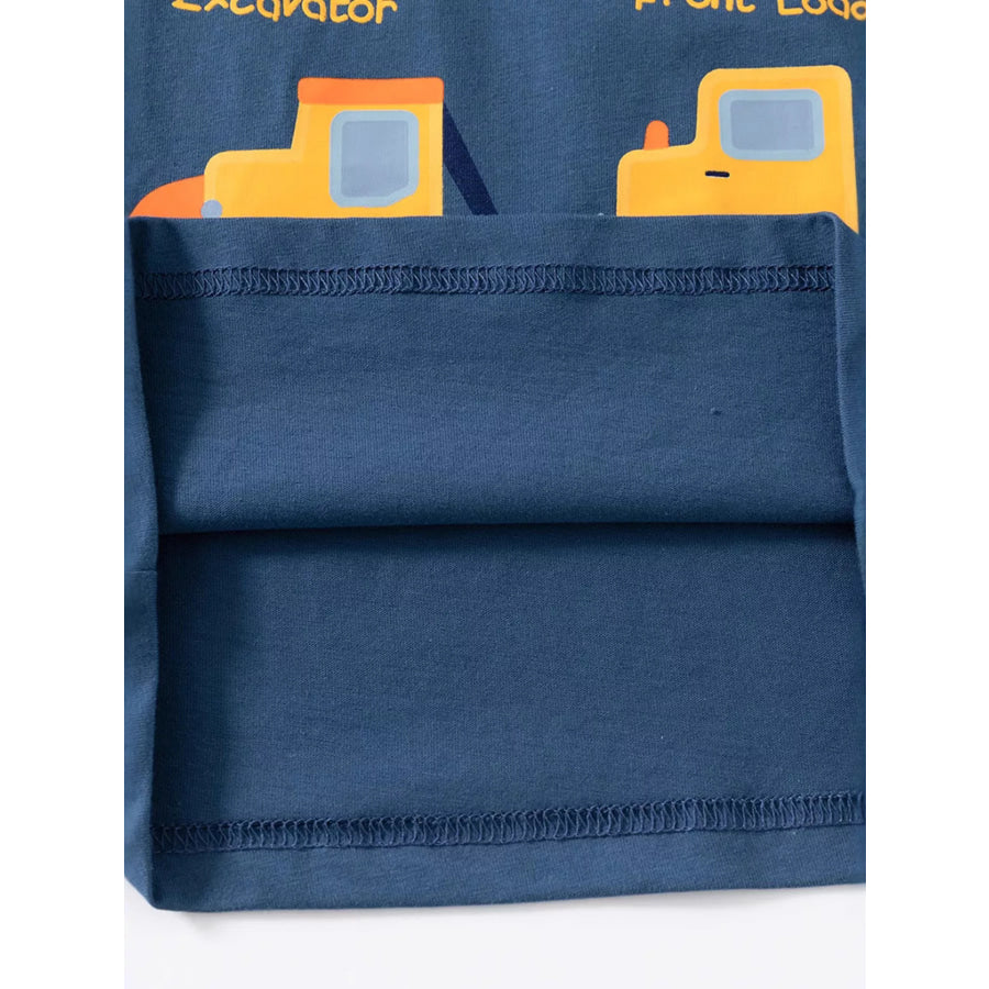 Children’s Construction Vehicle Graphic Short Sleeve T-Shirt Apparel and Accessories