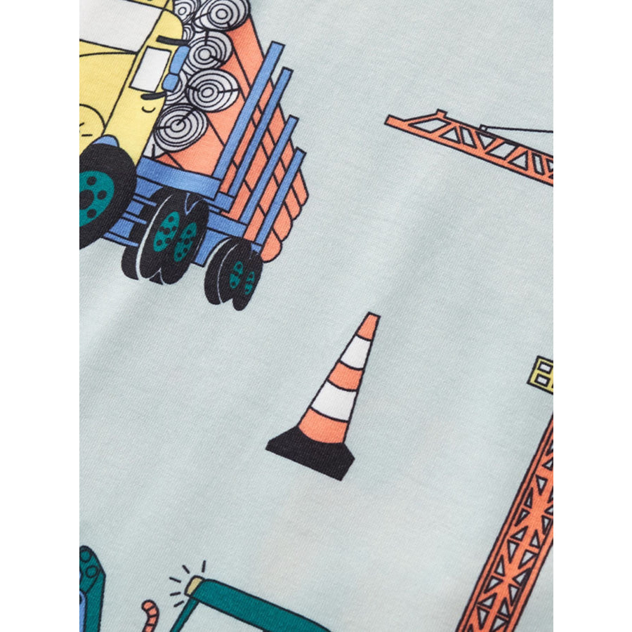 Children’s Construction Vehicle Print Crew Neck Short Sleeve T-Shirt Apparel and Accessories