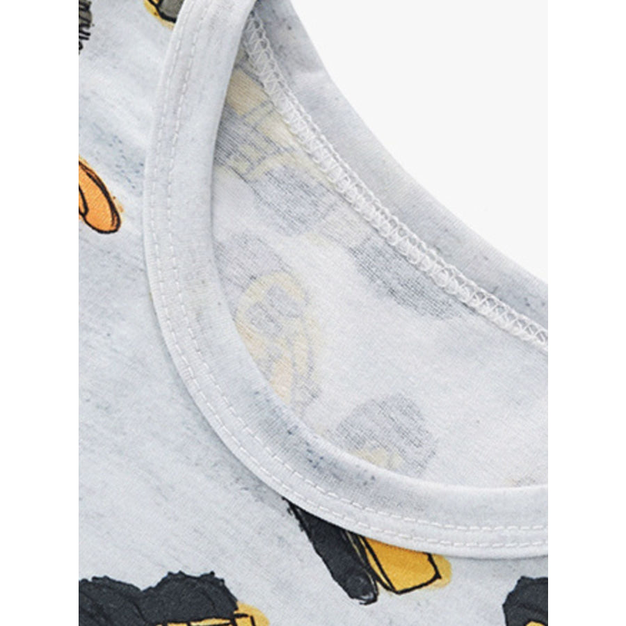 Children’s Construction Vehicle Print Round Neck Tee and Shorts Set Apparel and Accessories
