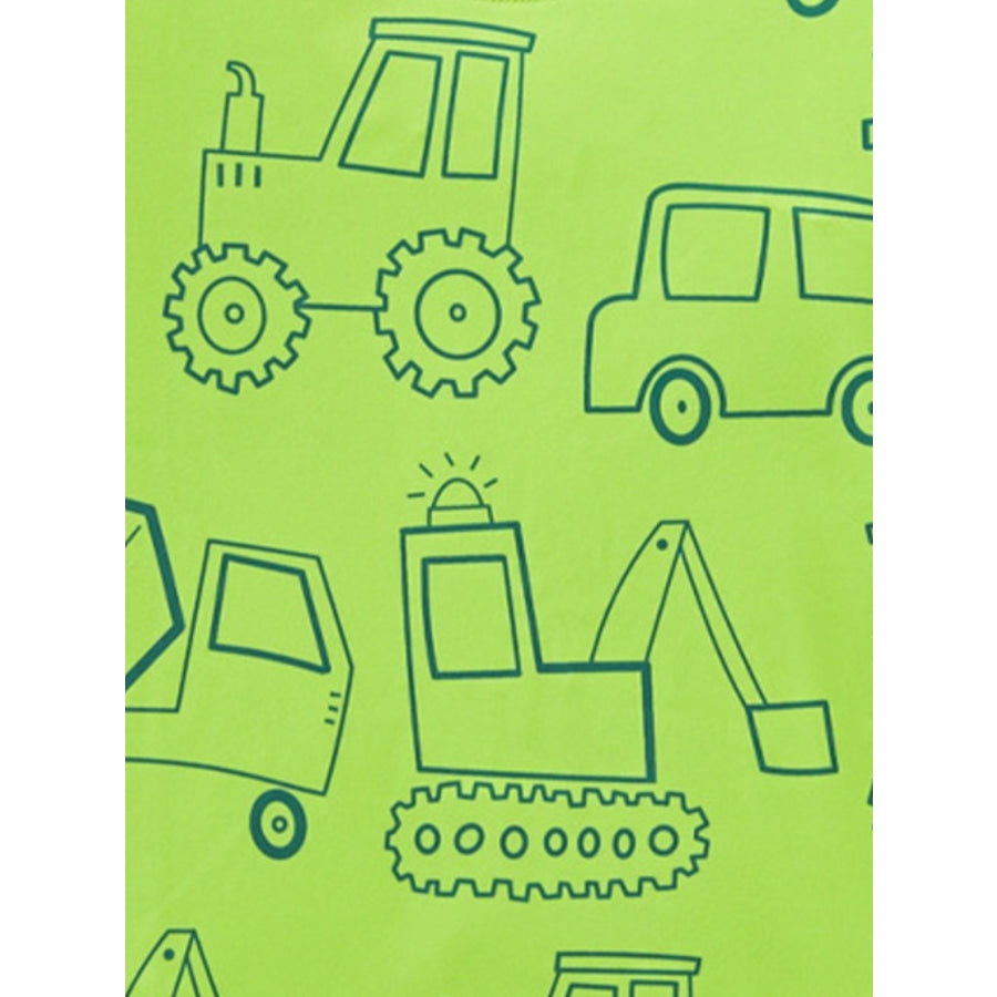 Children’s Construction Vehicle Print Short Sleeve T-Shirt Apparel and Accessories