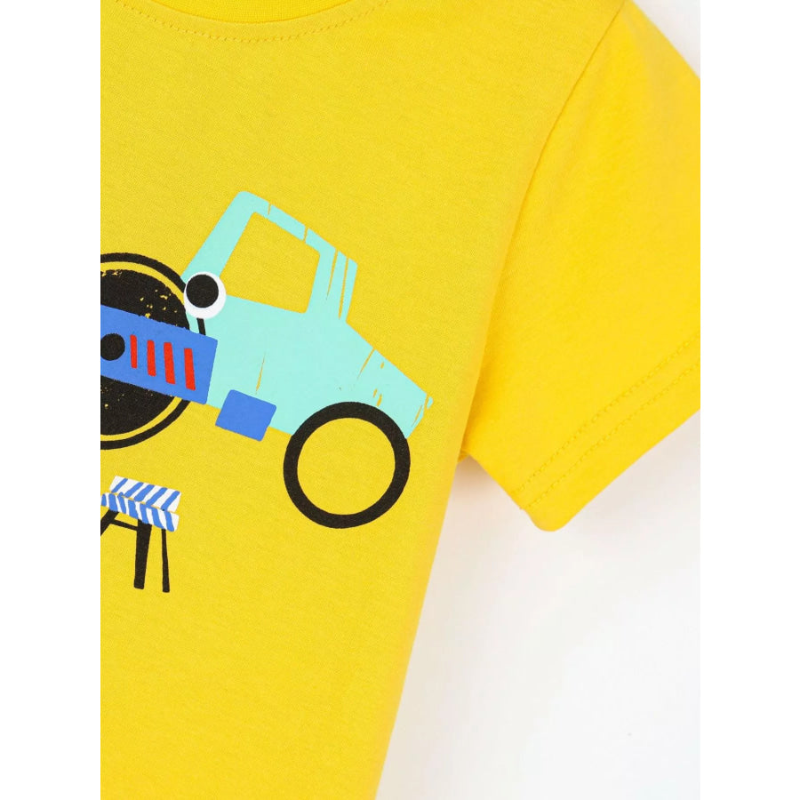 Children’s Construction Vehicle Print T-Shirt and Shorts Set Apparel and Accessories