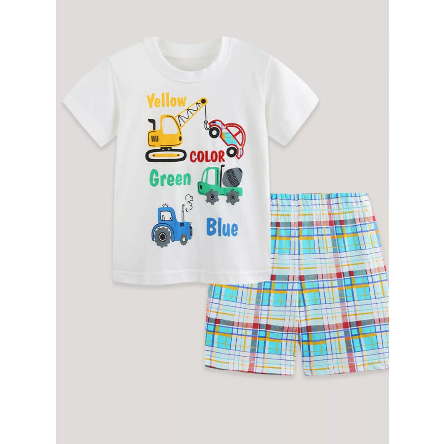 Children’s Construction Vehicle Print Tee and Shorts Set Apparel and Accessories