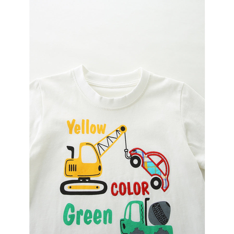 Children’s Construction Vehicle Print Tee and Shorts Set Apparel and Accessories