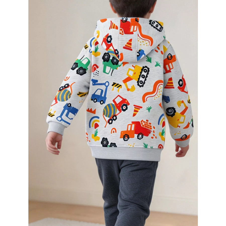 Children’s Construction Vehicle Print Zip-Up Jacket Apparel and Accessories