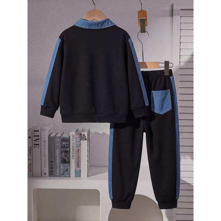 Children’s Contrast Polo Shirt and Joggers Set Apparel Accessories