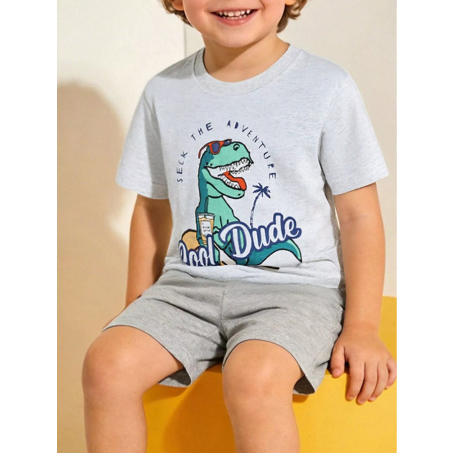 Children’s Cool Dude Dinosaur Graphic T-Shirt Light Gray / 2Y Apparel and Accessories