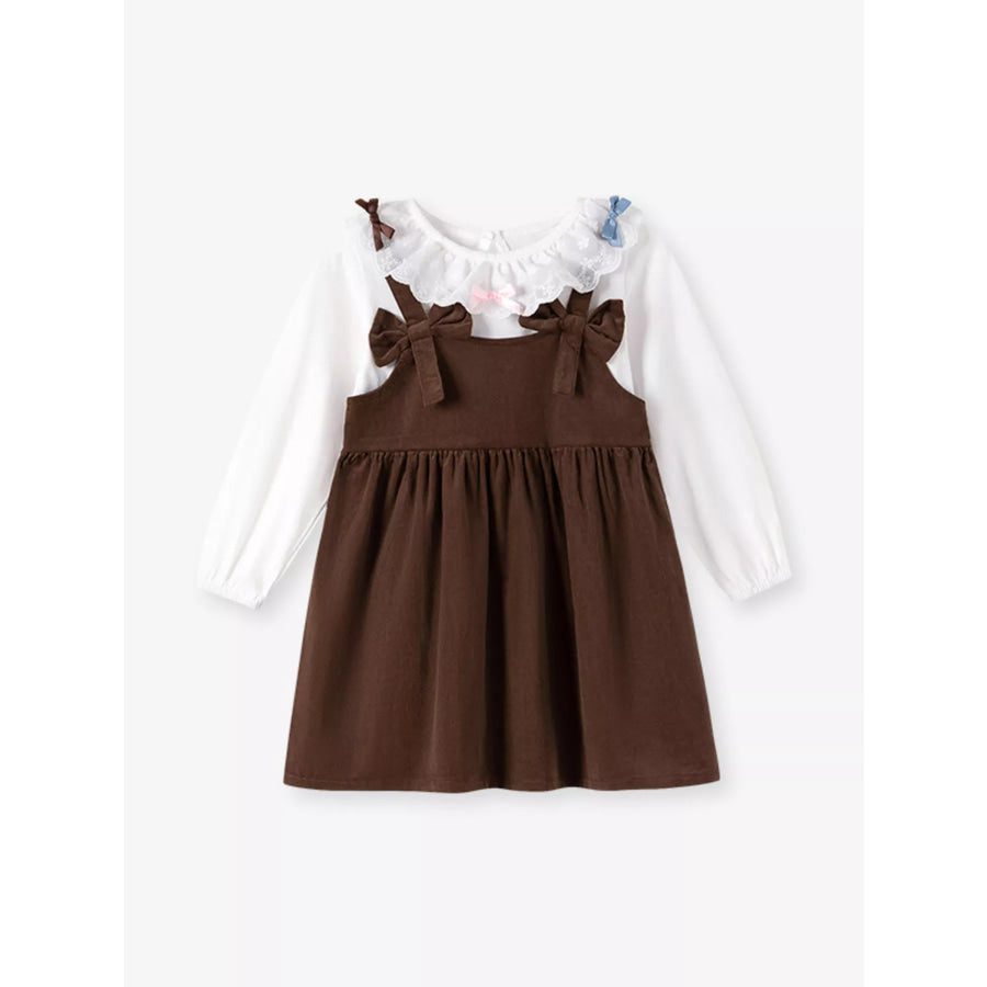 Children’s Corduroy Dress and Ruffle Collar Blouse Set Chocolate / 2Y Apparel Accessories