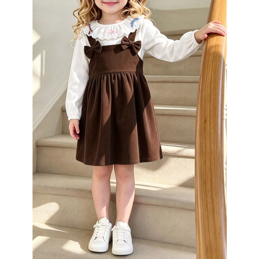 Children’s Corduroy Dress and Ruffle Collar Blouse Set Chocolate / 2Y Apparel Accessories