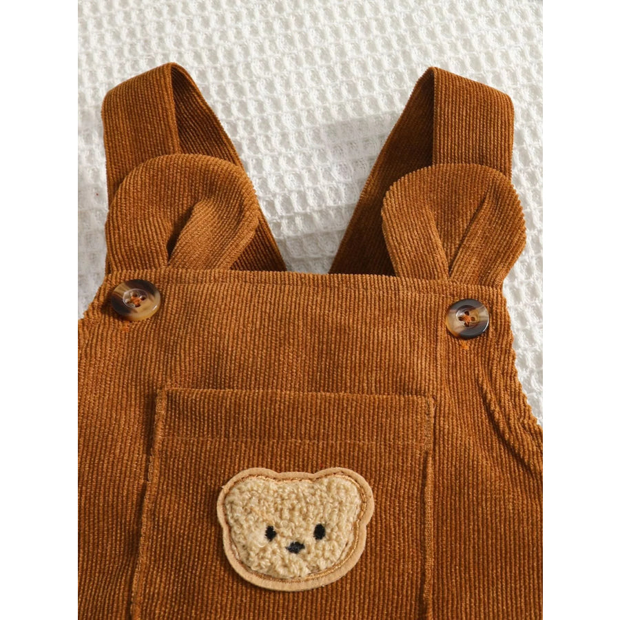 Children’s Corduroy Overall and Animal Print Long Sleeve Top Set with Hat Apparel Accessories